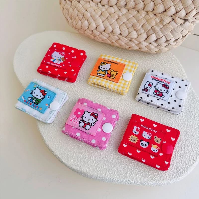 Sanrio Hello Kitty Fabric Cable Clips, KT Cat Hand-Made Cable Holder, Charging Cables Wallet, Birthday Gifts