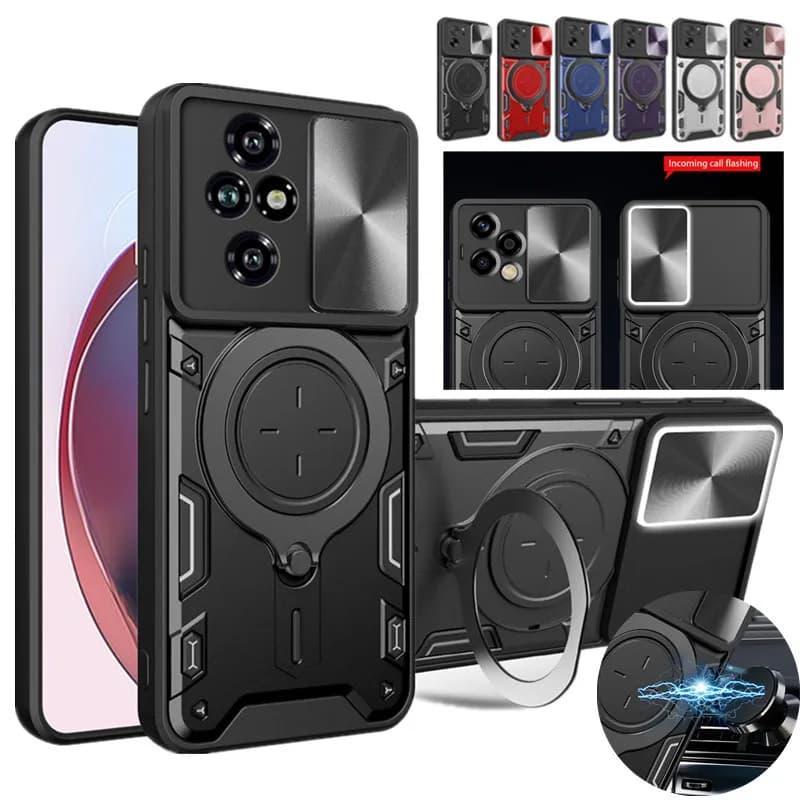 Protective Cover For Honor 200 Pro Honor 200 Lite Smart Case Lens Protection Shockproof Kickstand Fundas Coque Capa