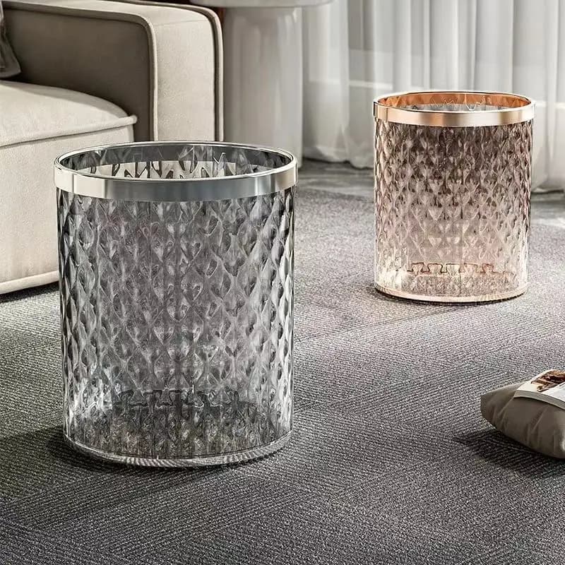 High-End Crystal Garbage Can Premium Luxurious Waste Basket Stylish Dustbin for Home Office Hotel Decorative Trash Bin