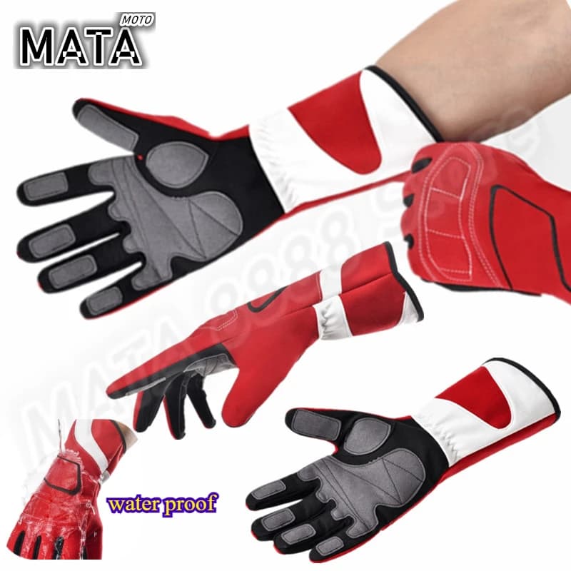 Guanti da corsa Go Karting Guanti da guida per auto da motocross traspiranti Guanti da corsa Go Kart da donna antiscivolo per uomo Rosso