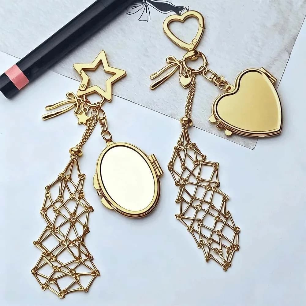 Portable Net Pocket Lipstick Bag Keychain Mini Hollow Metal Mesh Bag Key Chain Y2K Light Weight Lipstick Cover Key Ring