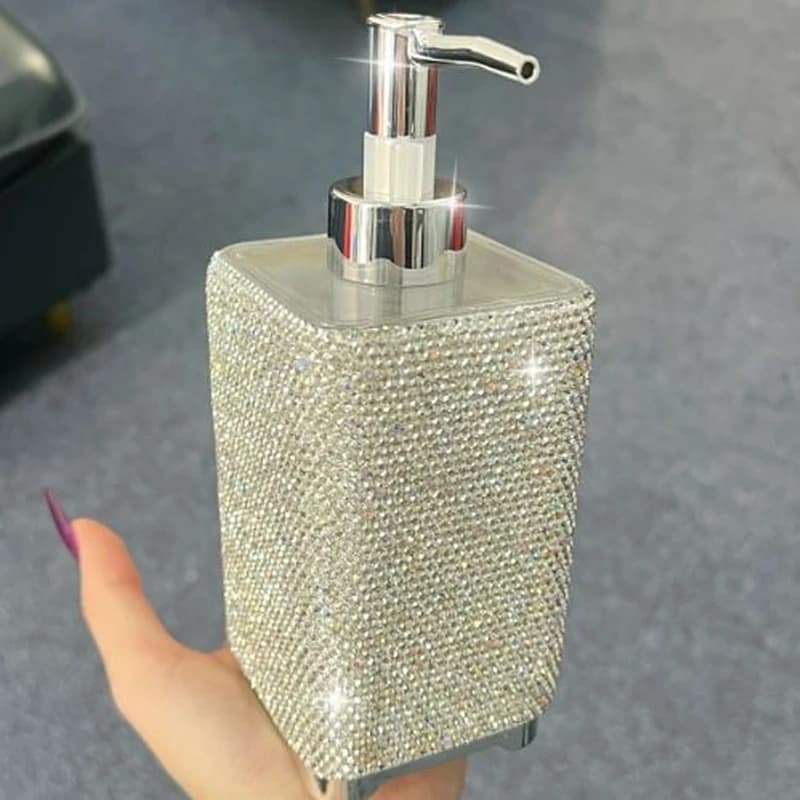 Dispenser di sapone con strass Bottiglia di stoccaggio con pressa Shampoo riutilizzabile Gel doccia Lozione Dispenser di disinfettante per le mani