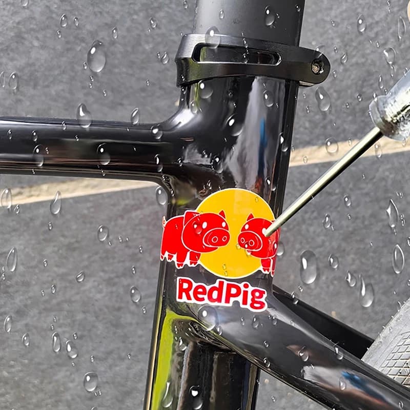 Adesivi Divertenti per Squadre Ciclistiche, Decalcomanie Decorative a Forma di Maiale Rosso per Tubo Sterzo Bici, Manubrio e Casco