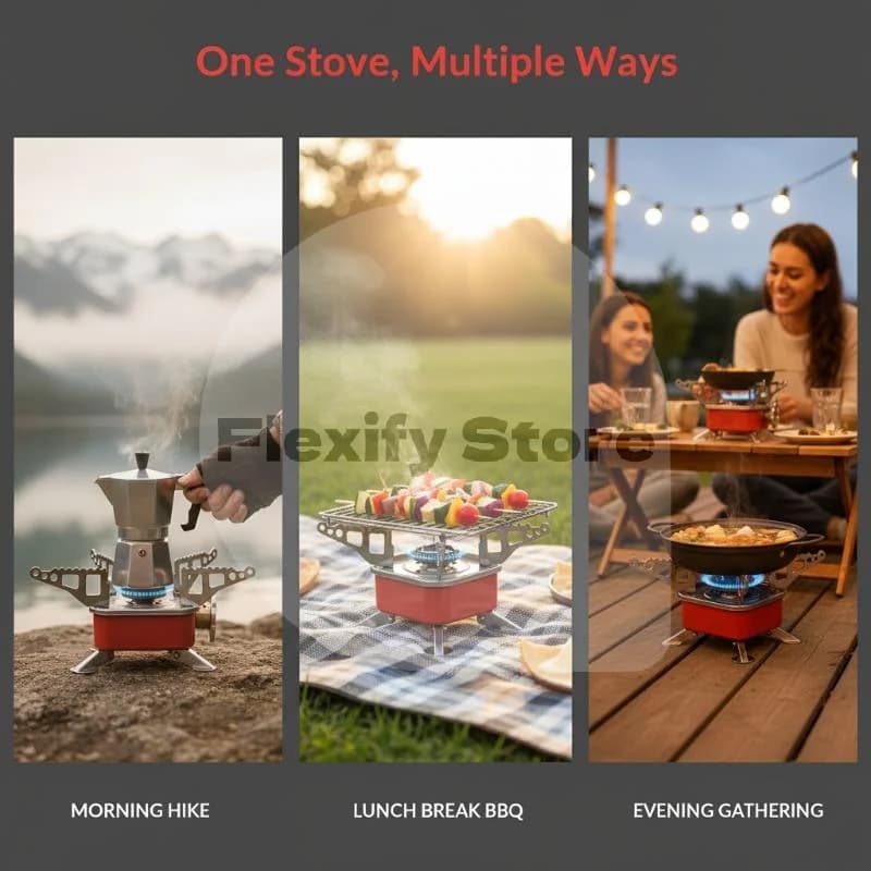 Windproof Camping Gas Stove Portable Foldable Durable for Picnic BBQ Backpacking Hiking Outdoor Adventures