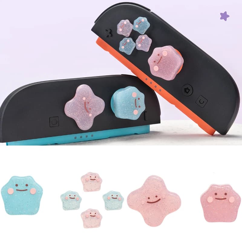 Bling Stars D-pad Pulsante trasversale ABXY Adesivo chiave Joystick Thumb Stick Grip Cap Cover per Nintendo Switch 2 NS2 Joy-con Skin Case