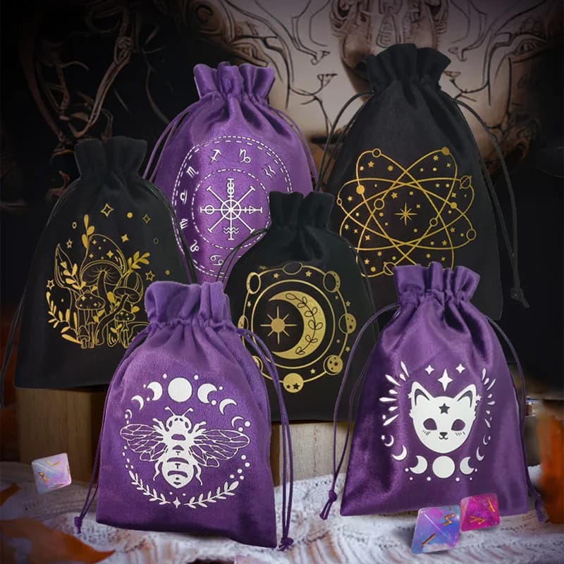 Tarot Card Bag Velvet Pouch Drawstring Bag Crystal Dice Storage Pouch Home Accessories