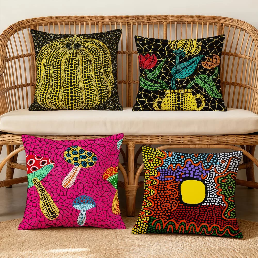 K-KusamaS Y-YayoiS Artworks Cushion Cover Square Decorative Throw Pillow Case Sofa Bed Living Room Anniversary Gifts