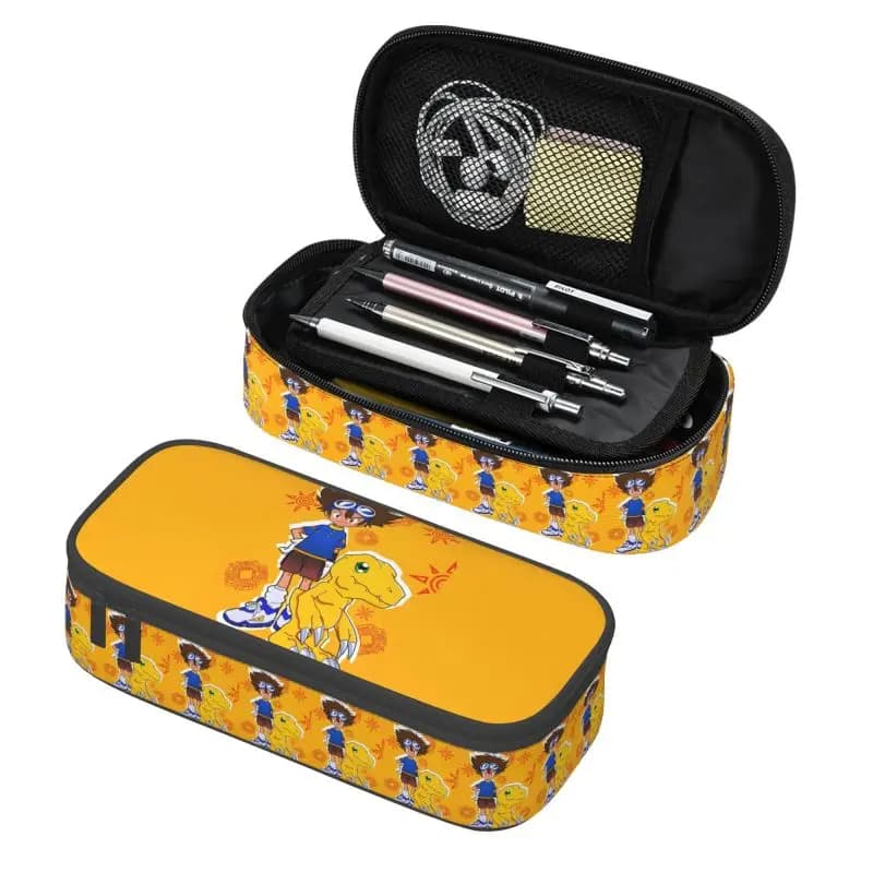 Astuccio per matite Digimon Adventure Anime Kawaii, astuccio per matite di grandi dimensioni per ragazze e ragazzi, articoli di cancelleria per studenti