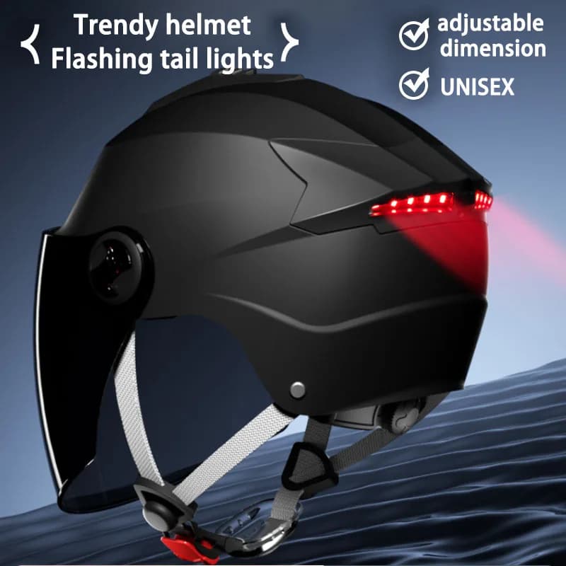 Casco per auto elettrica da uomo protezione solare estiva Led batteria per auto elmetto da donna quattro stagioni universale per moto mezzo casco