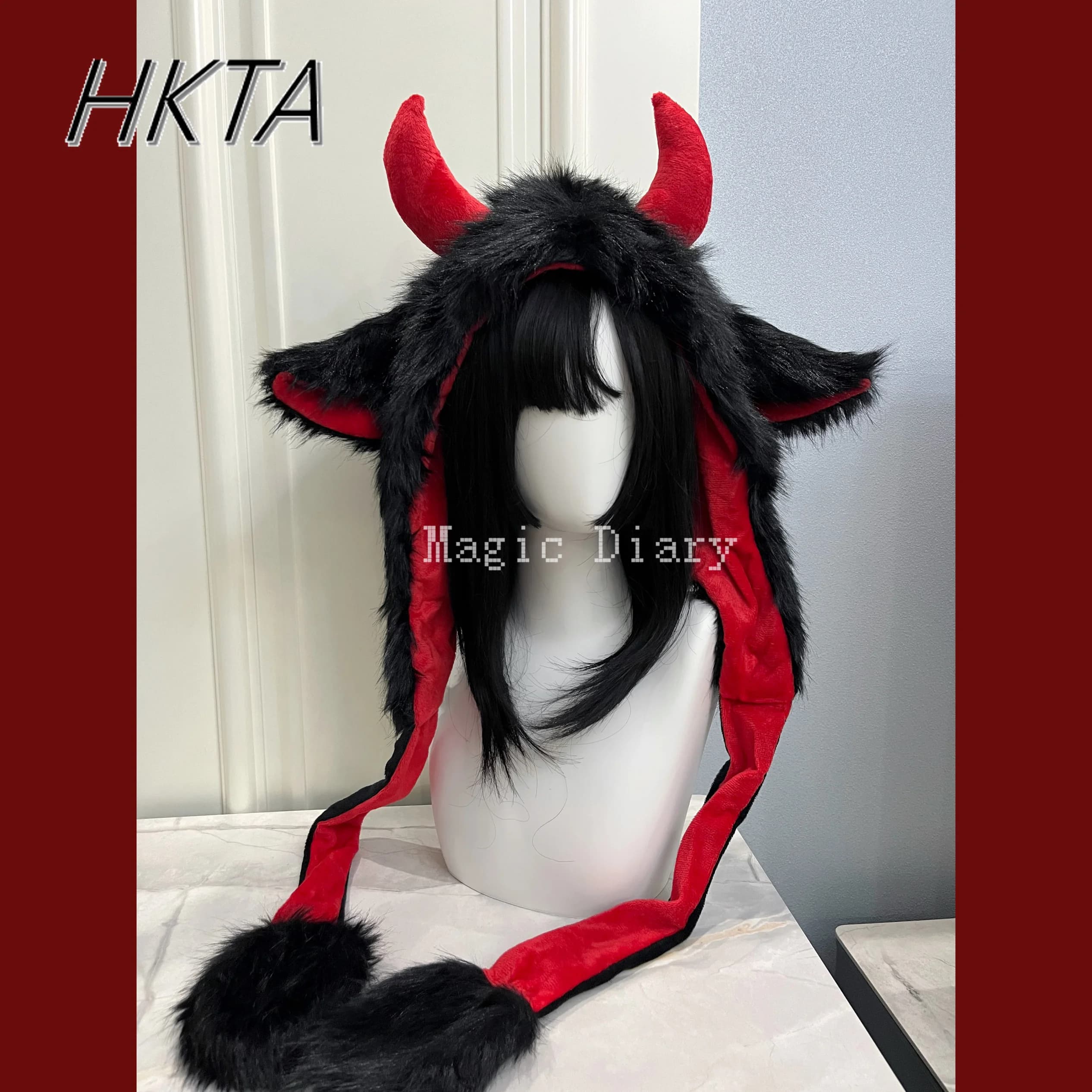 Strada Simpatico Cartone Animato Ostra Mucca Cappello di Peluche Punk Pantheon Diavolo Corno Cappelli Sottocultura Scuro Autunno Inverno Caldo Protezione per le orecchie Cap Ragazza