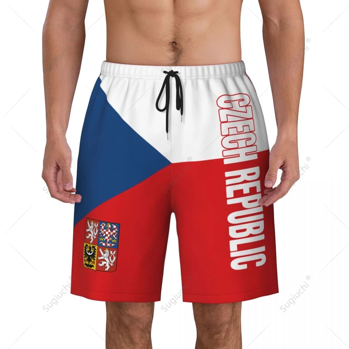 Pantaloni da spiaggia con bandiera della Repubblica Ceca da uomo Pantaloncini da surf Surf Ragazzi Calcio Ciclismo Costumi da bagno Corsa in poliestere