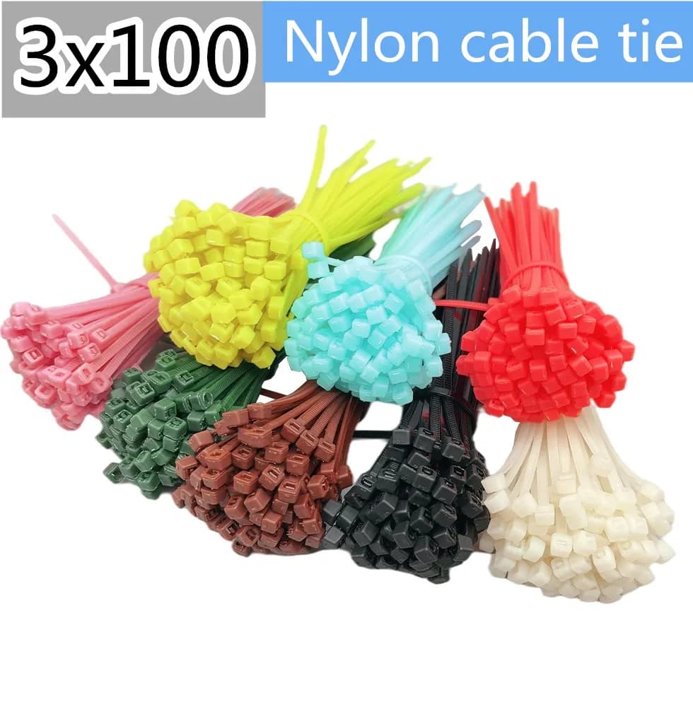 100 pz/borsa 17 Colori 3x100 3*100 Autobloccante Filo di Nylon Fascette Bianco Nero Organizzatore Fissare il Cavo