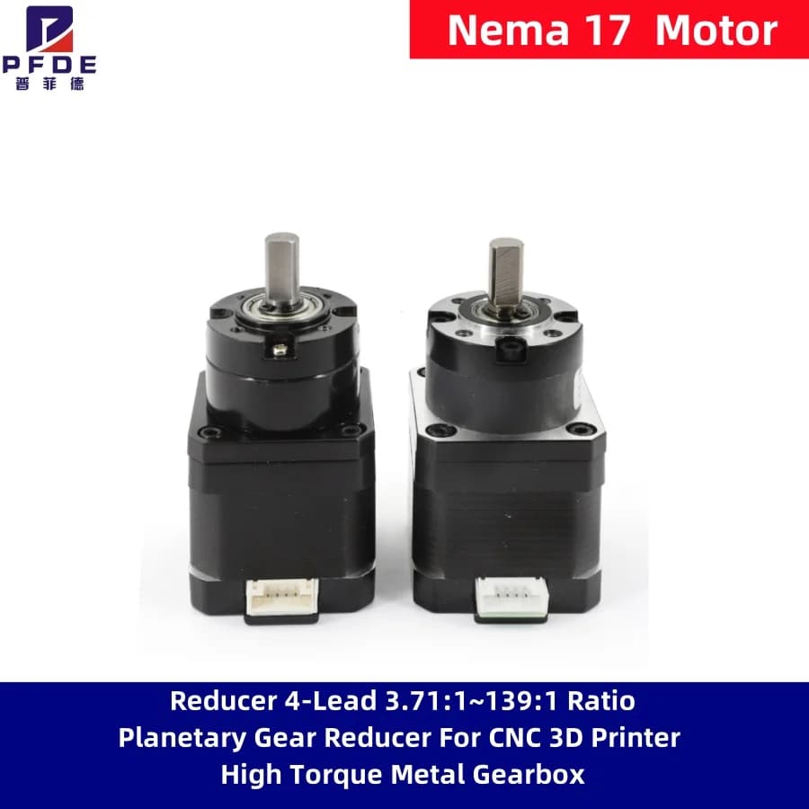 New Nema 17 Planetary Reducer for Stepper Motor, 4 Wires, 3.71:1~139:1, for CNC and 3D Printers, High Pair Metallic Gear Box