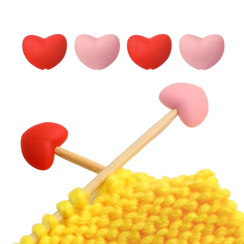 6 pezzi di protezioni per punti di ago per maglieria, tappi per aghi, punti a forma di cuore, accessori per tappi per aghi