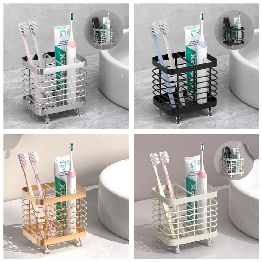 Toothbrush Holders for Bathroom Stainless Steel Electric Toothbrush Holder Wall Mounted Shower Toothbrush Toothpaste Holder
