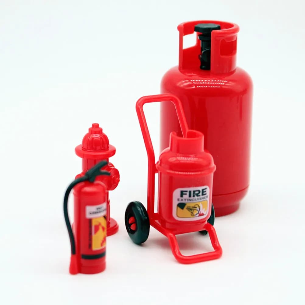 1Set Realistic Mini Fire Extinguishers Gas Cylinders Fire Hydrants Dollhouse Miniatures for Scene Building Photography Props
