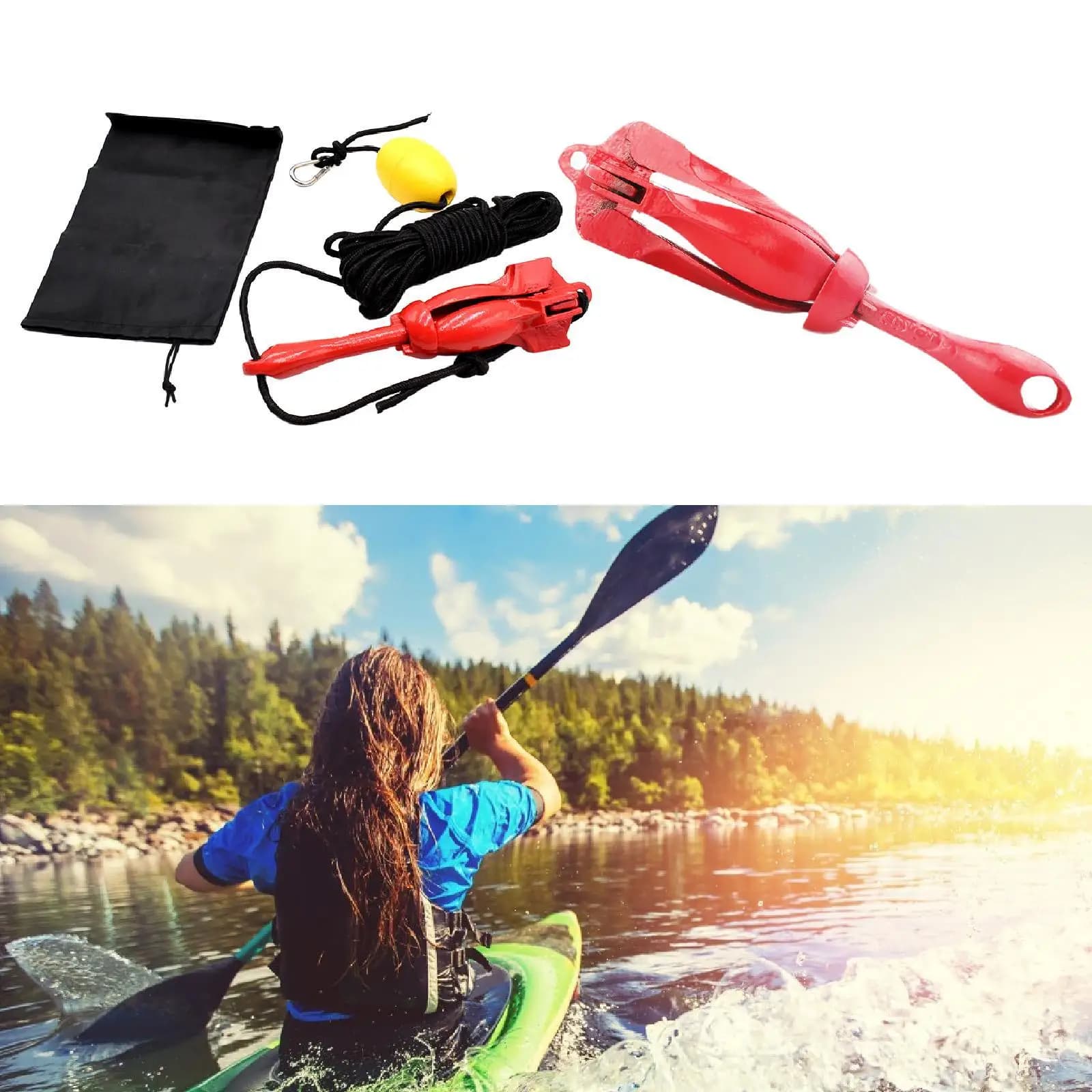 Accessori per ancoraggio con grappolo pieghevole Hardware di aggancio per ancoraggio per kayak portatile per barca da pesca Gommone Zattera Paddle Board Canoa