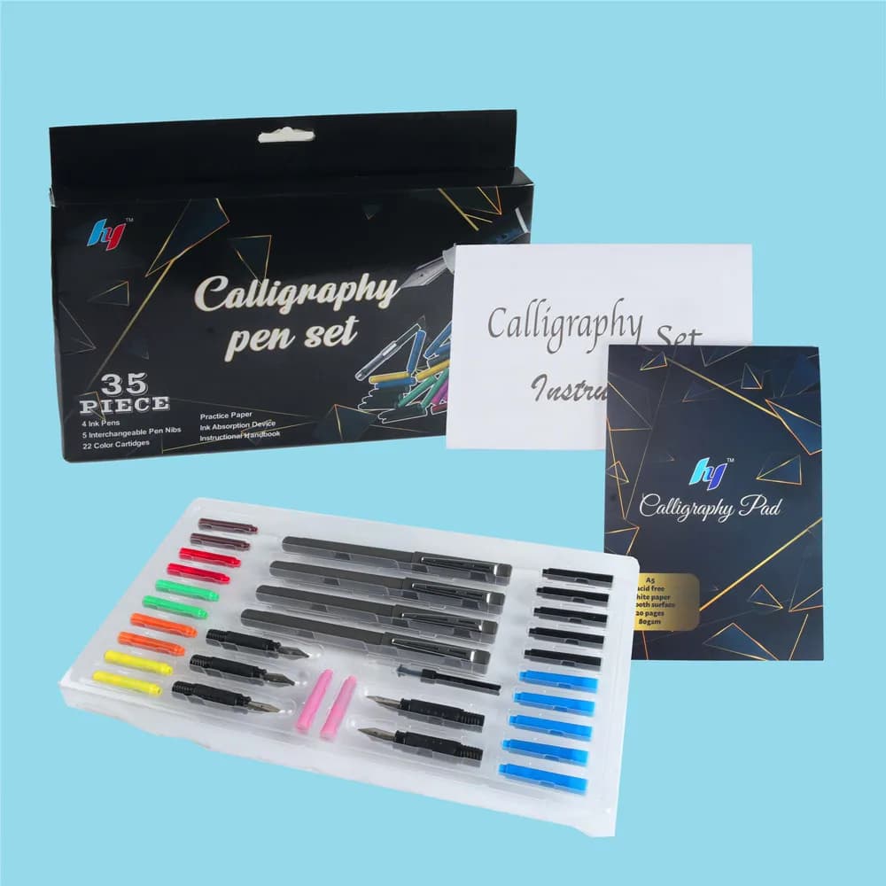SeamiArt 35pcs/Set Calligraphy Pen Set with Pen Holder Pen Nibs Colorfull Ink Sac Rocker Blotter Comic Pen Art Supplies Statione