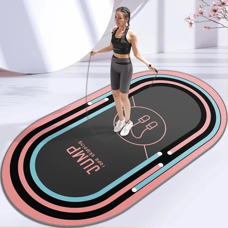 Shock absorbent yoga mat with jump rope, silent mat, anti-slip, soundproof, fitness jump rope exercise mat