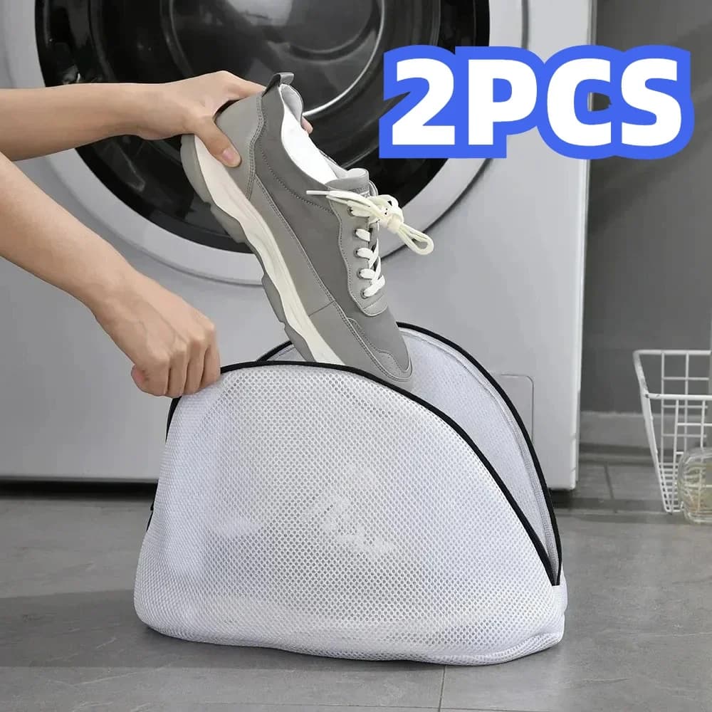 yes2pcs Mesh Laundry Bag with Zipper Shoe Clothes Washing Organizer Delicates Wash Bag Travel Storage Bag for Sneaker Sock Bra
