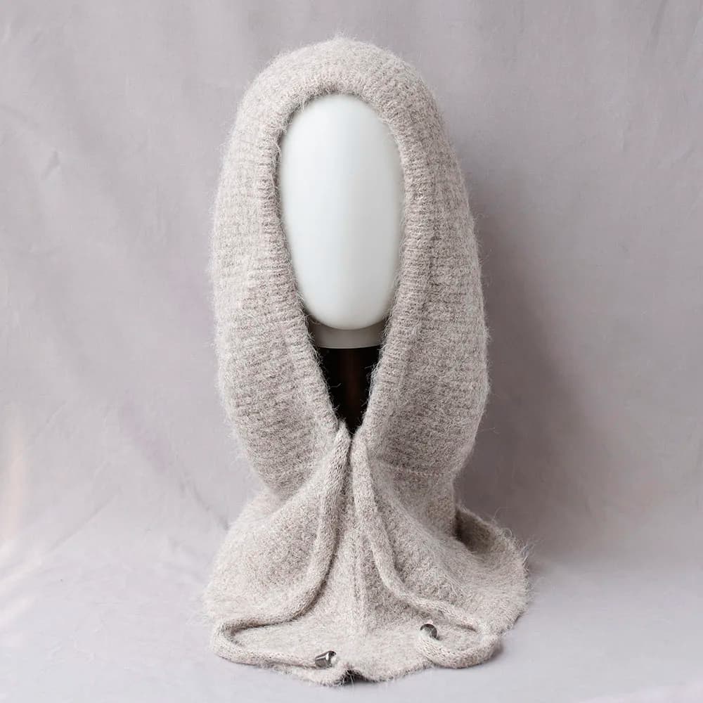 Unisex 100%Wool Knitted Balaclava Winter Ear Face Neck Protect One-Piece Scarf Hat Soft Warm Hooded Beanies Twist False Collar
