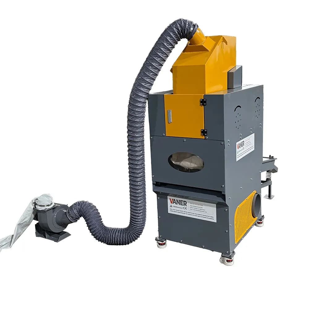 VANER V-C02 con Tavola Vibrante, Ventola Antipolvere e Ingresso Laterale, Macchina Granulatrice per Cavi, Macchina per Riciclaggio Cavi ad Alta Separazione