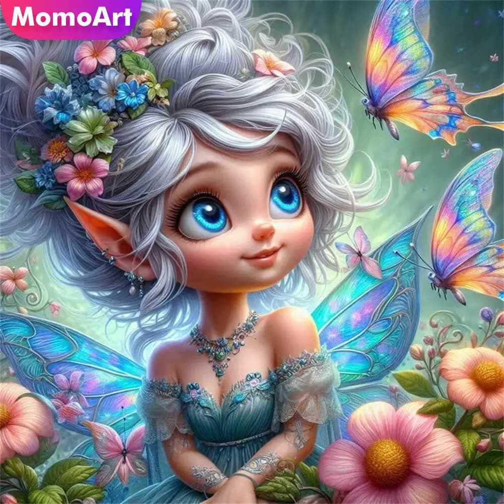 Momoart DIY Diamond Mosaic Girl Portrait Acrylic Craft Supplies Painting Flower Cross Stitch Kits Embroidery Cartoon Child Gift