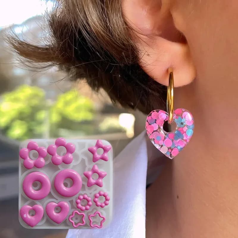 Multifunctional DIY Jewelry Prints 3D Pendant Earrings Resin Prints Star Rings Love Flower Ghirlande Shape Earrings Silicone Prints