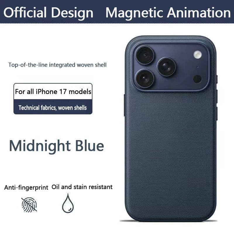 Custodia Magnetica High-End TechWoven per iPhone 17 Pro Max 16 15 14 Pro Max, Cover in Tessuto Business per Ricarica Wireless MagSafe
