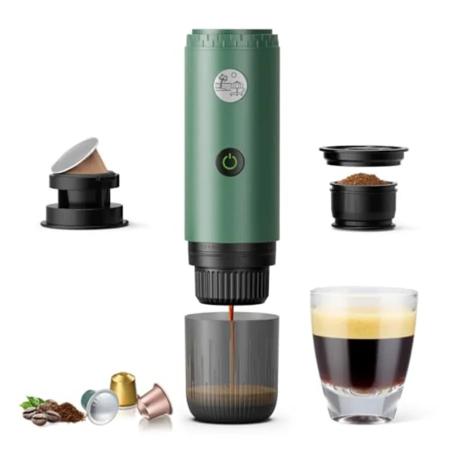 Portable Electric Espresso Machine, Travel Coffee Maker for Camping, Car Coffee Maker Self-Heating with USB-C, 20 Bar Coffee Ma