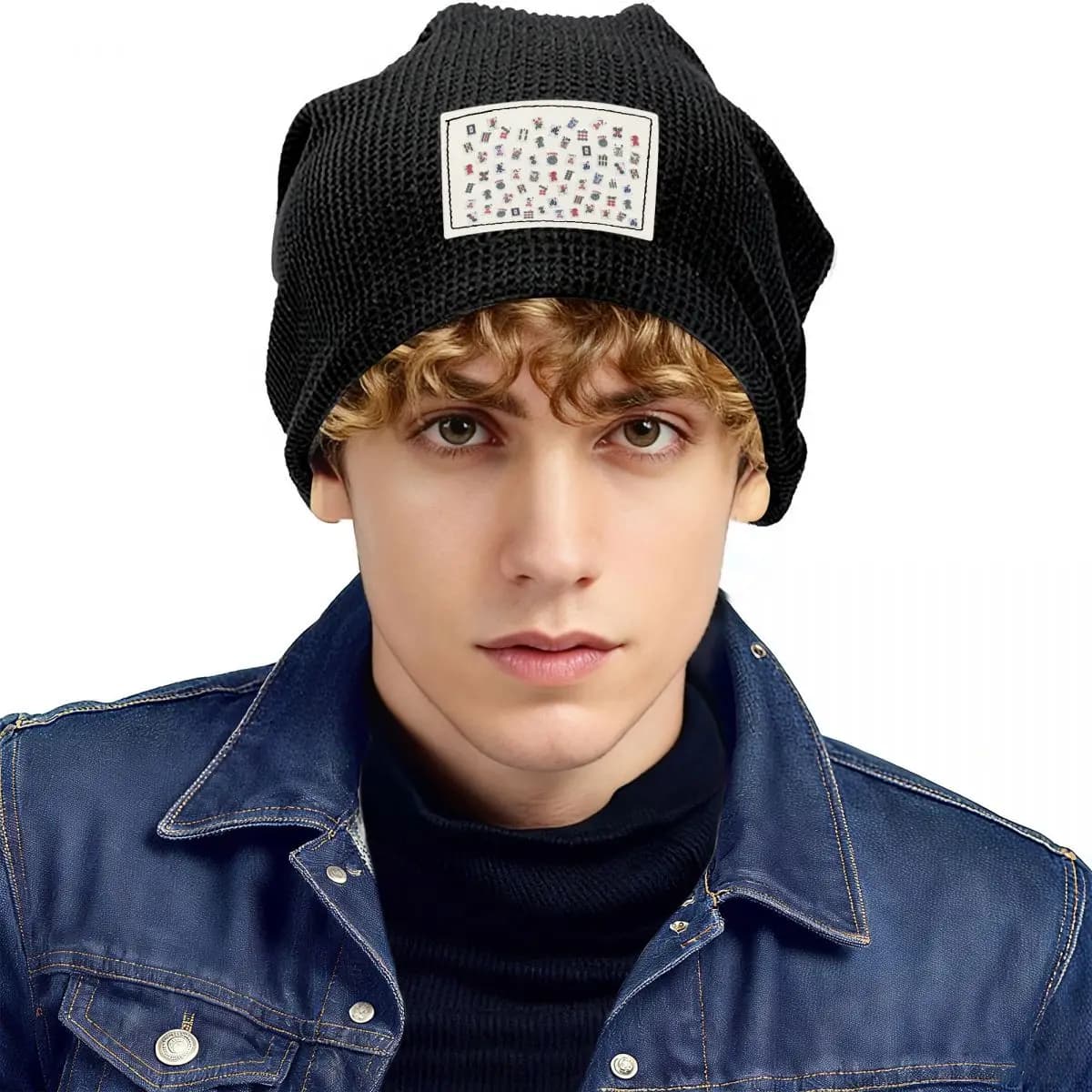 Mahjong Game Tiles Design Berretto foderato in pile caldo Cappello a cuffia Hip Hop Autunno Inverno Berretti da esterno Cappelli per uomo Donna Adulto