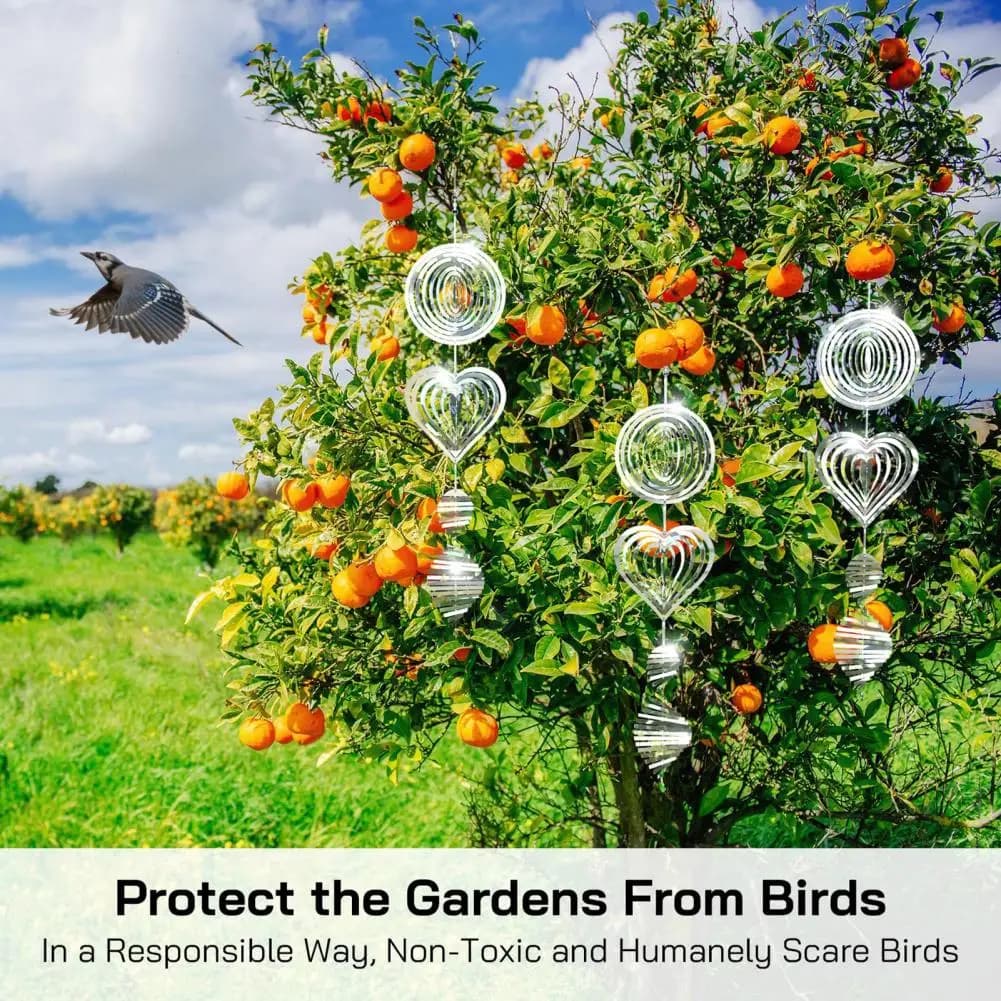 Metal Wind Chime Bird Deterrent Wind Spinner 3d Wind Spinner Bird Deterrent Outdoor Garden Yard Ornament Reflective Metal