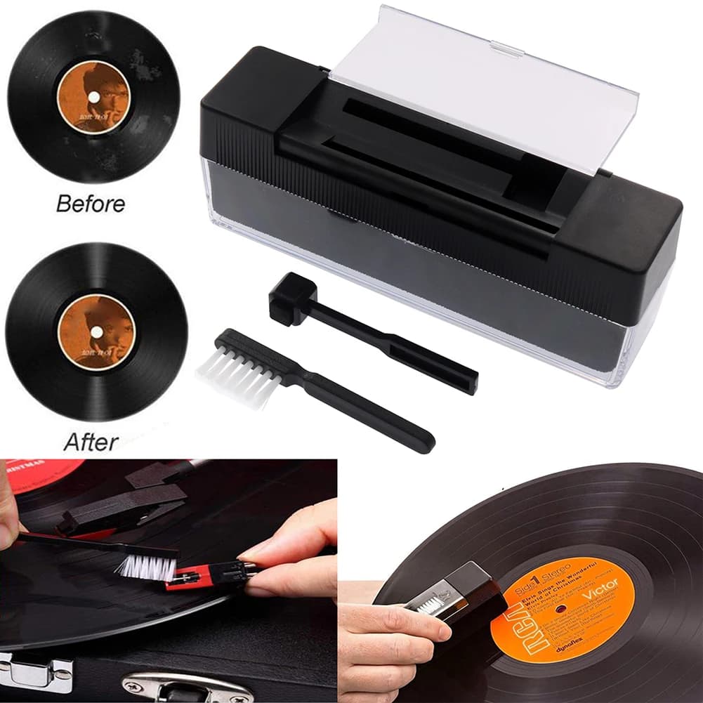 Detergente antistatico per dischi in vinile spazzola per la pulizia rimozione della polvere per giradischi in vinile Kit per la pulizia dei giradischi con spazzola per la rimozione della polvere