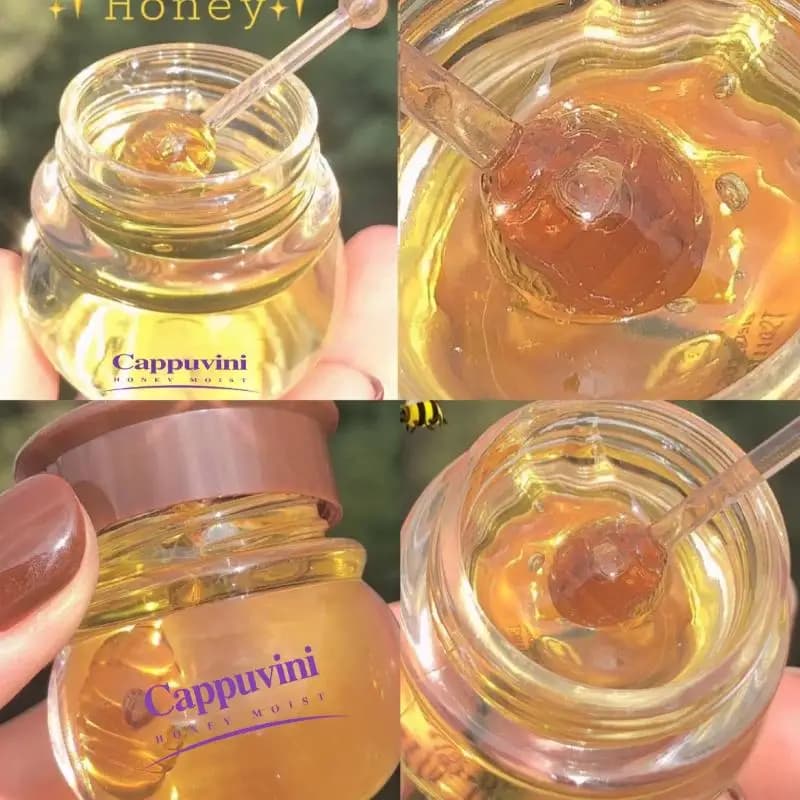 Cappuvini Idratante Miele Olio per labbra Idratante Durante la notte Miele Balsamo per le labbra Gloss Paffuto Ridurre le linee delle labbra Sonno Maschera per le labbra Cura delle labbra