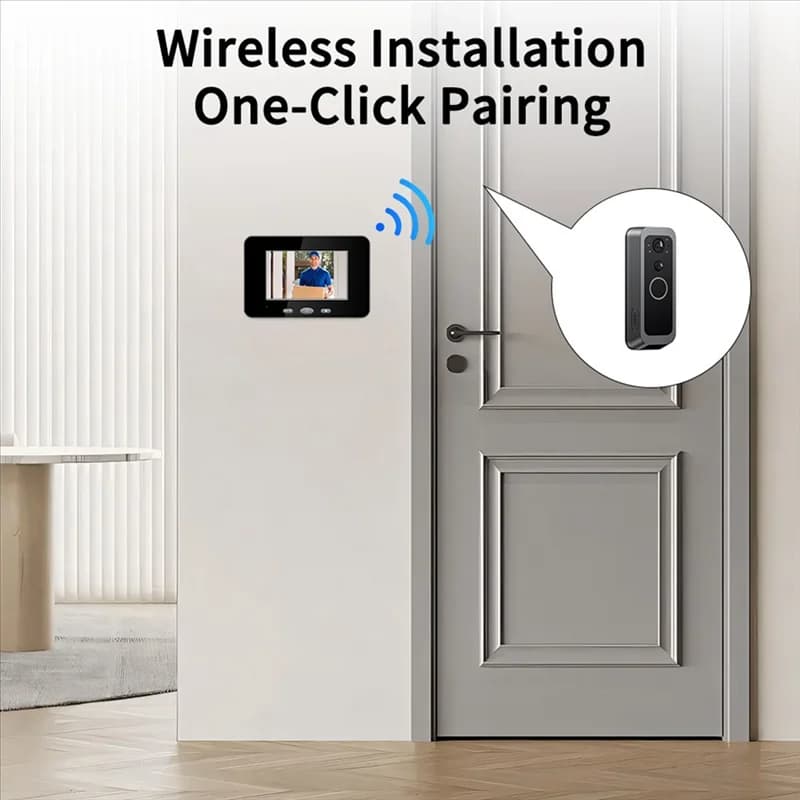 ABVA-Video Door Viewer Citofono senza fili Campanello Sicurezza domestica intelligente Visione notturna IR Telecamera per porta impermeabile Nessun bisogno di rete