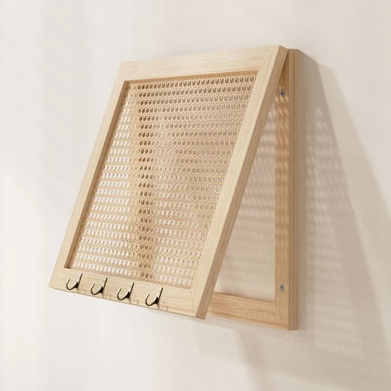 Rattan Woven Electric Meter Box Concealed Distribution Box Exquisite Wall Decoration With Hook Wooden Electric Meter Cover ZI909