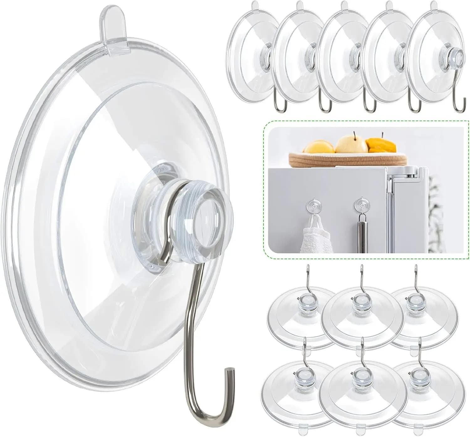 Ganci a ventosa trasparenti in PVC da 1,77 pollici per doccia, bagno, cucina, parete, finestra, porta in vetro, confezione da 12