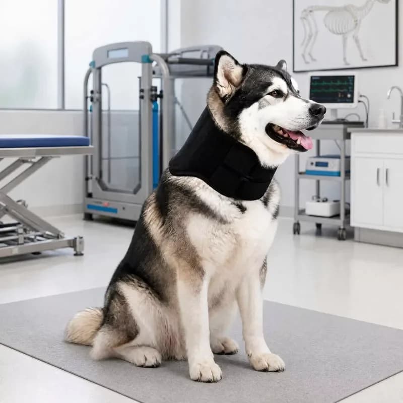Modern Medical Adjustable Polyester Dog Neck Brace Spring Support Canine Cervical Collar for Pain Injury Relief Sprains IVDD