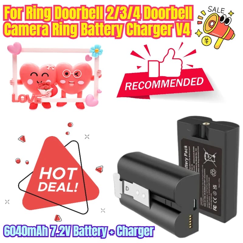 Battery 6040mAh 7,2V + ring door charger 2/3/4 ring charger for camera doorbell V4
