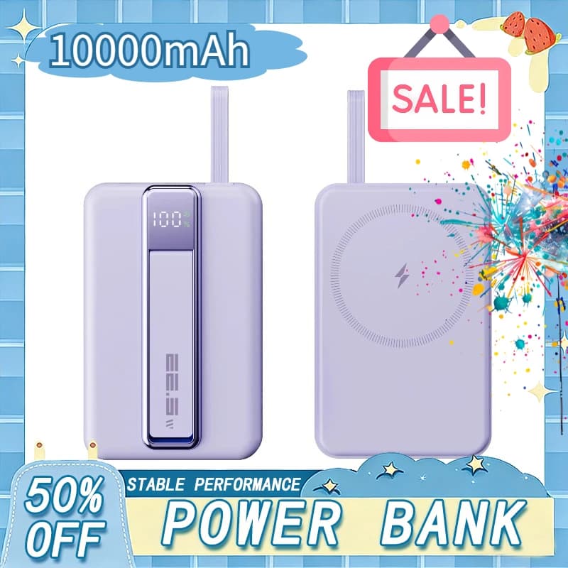 Powerbank da viaggio 10000mAh con caricatore wireless magnetico, ricarica rapida, batteria esterna con supporto per iPhone 15 14 13 DX51