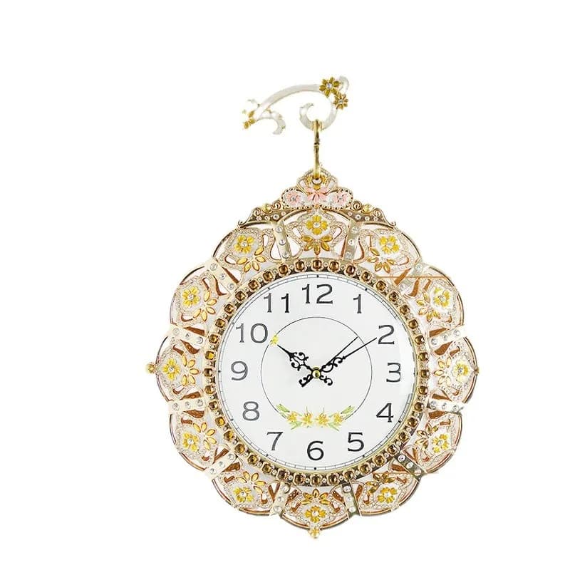 Orologio da parete bifacciale moda coreana soggiorno moderno grande quarzo in metallo pastorale creativo silenzioso
