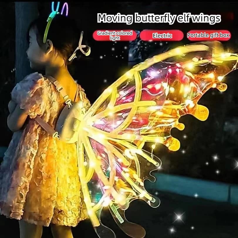 Electrical Butterfly Wings Toy With Music Lights Elf Wings Glowing Shiny Dress Up Moving Fairy Wings For Kids Boys Girls Gift