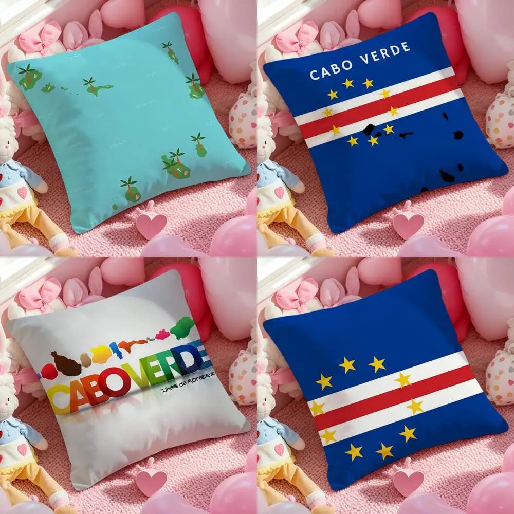 Cabo Verde CPV flag Cushion Cover 1 piece short plush pillowcase, soft and washable, mostly used for sofa, car