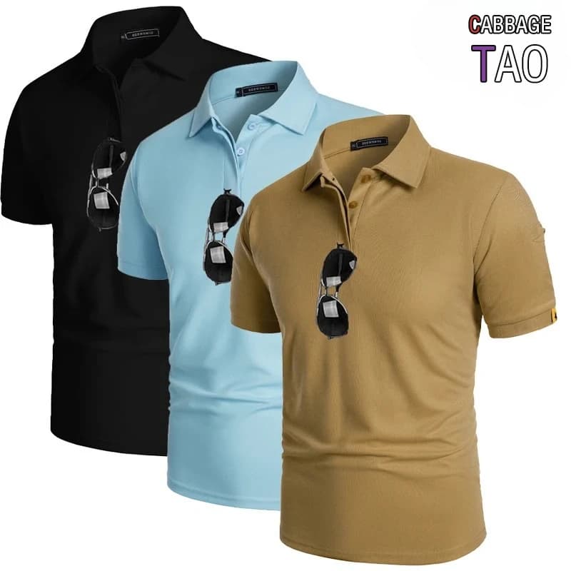 Polo Estiva da Uomo a Maniche Corte, Traspirante e ad Asciugatura Rapida, Abbigliamento Sportivo per Golf e Tennis, Leggera e Casual