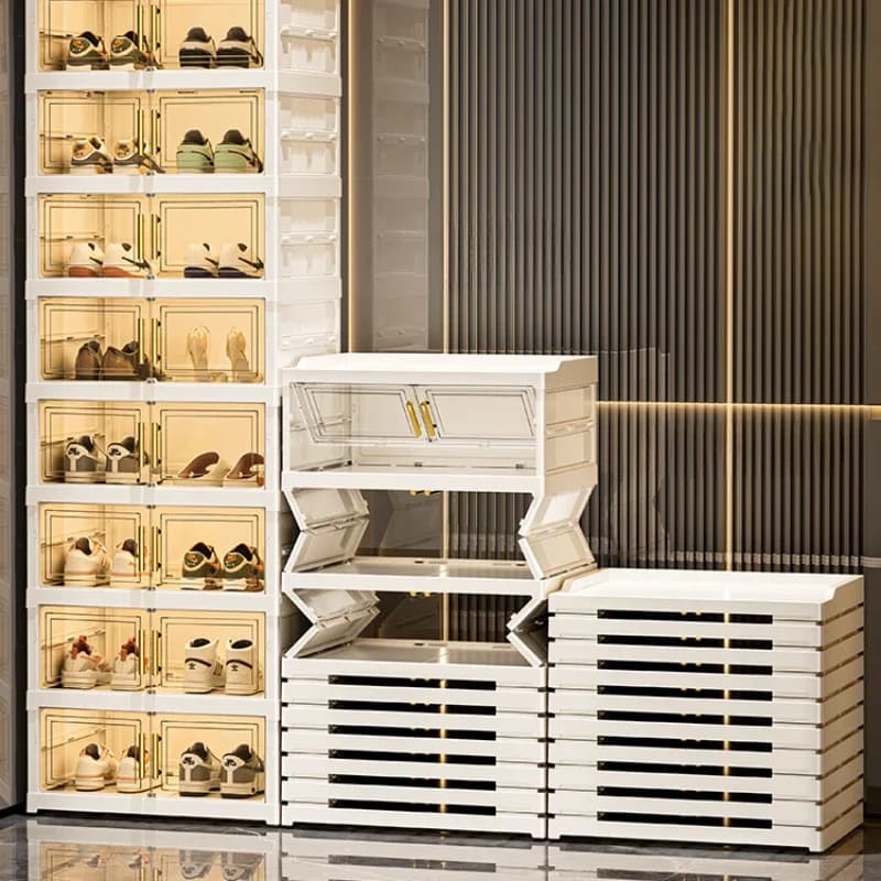 Scarpiera Pieghevole in Plastica, Scaffale Moderno Salvaspazio Verticale, Contenitore per Scarpe, Mobile Scarpiera