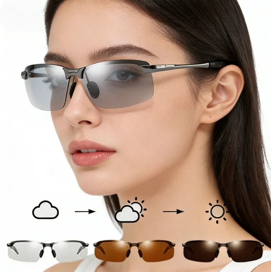 Occhiali da sole polarizzati fotocromatici per uomo e donna, sport all'aperto, guida, antiabbagliamento, protezione UV400, occhiali di sicurezza z87