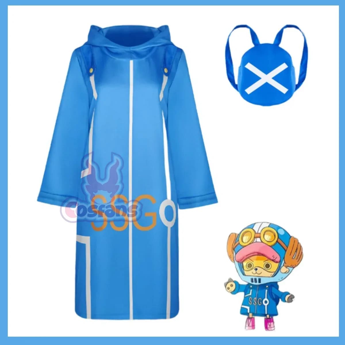 Costume Cosplay di Tony Tony Chopper da Thousand Sunny, Abito Blu con Cappuccio, Cappotto e Zaino per Ragazzi e Ragazze, Ideale per Natale