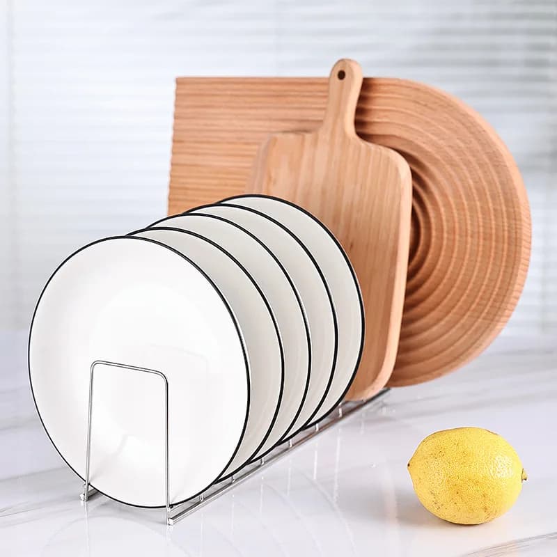 Stainless Steel Kitchen Organizer Dish Rack Household Kitchen Drainage Rack Cooking Dish Pan Cover Stand Kitchen Accessories