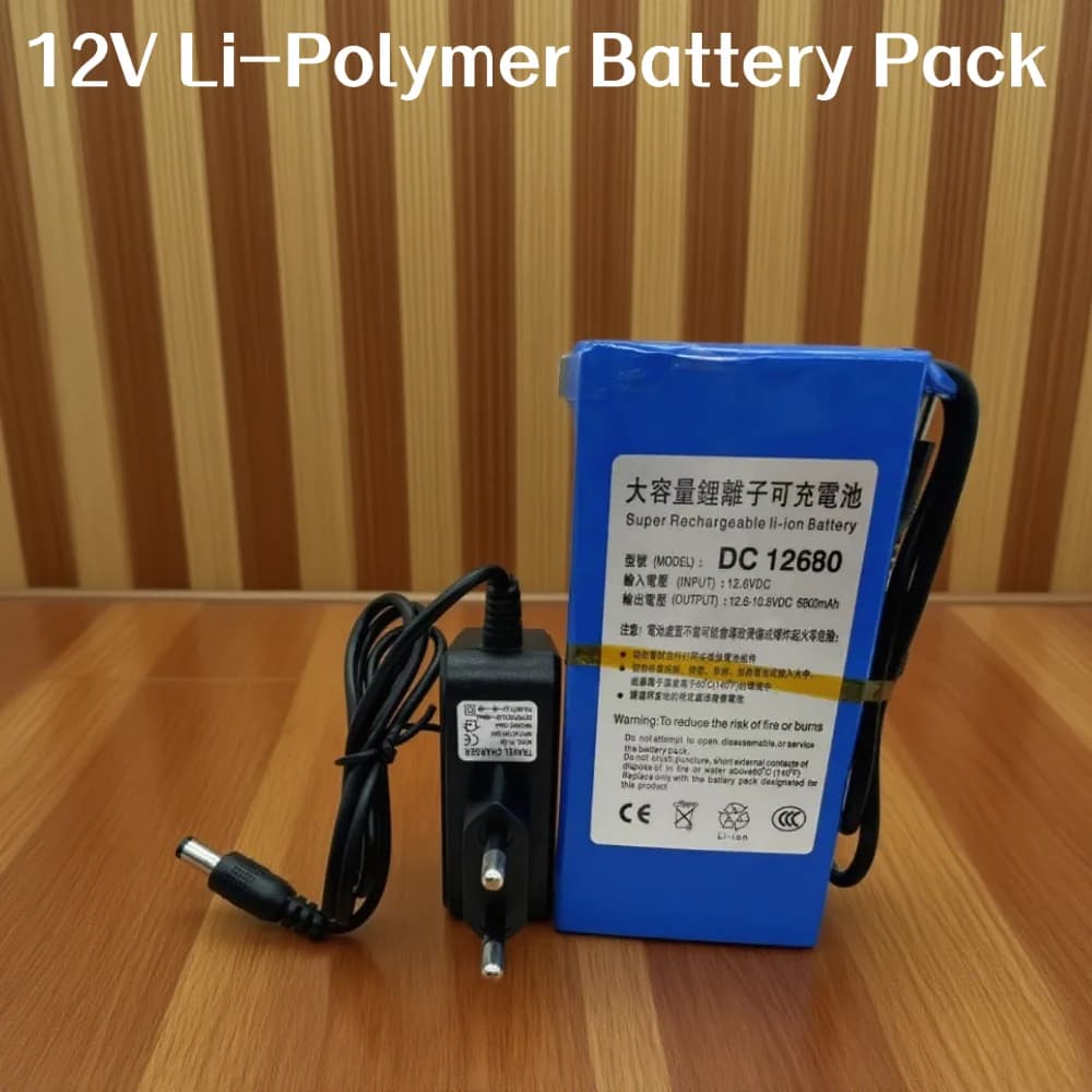 Batteria super ricaricabile ai polimeri di litio 12V 6800mAh 12,6V DC per batteria ricaricabile per trasmettitore wireless per telecamera CCTV