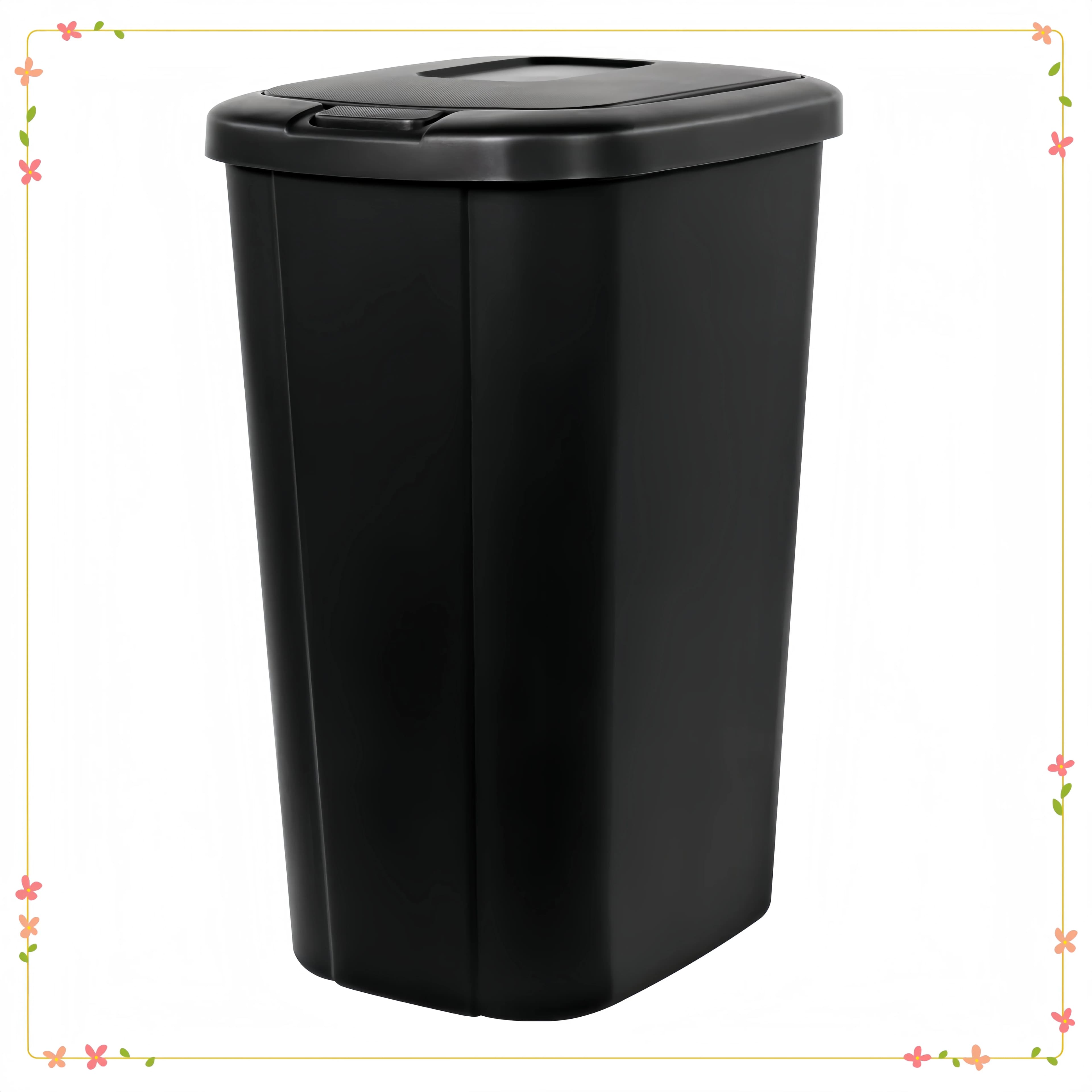 Pattumiera da cucina da 13,3 galloni, bidone della spazzatura con coperchio superiore in plastica touch con controllo degli odori, bidone della spazzatura da bagno nero